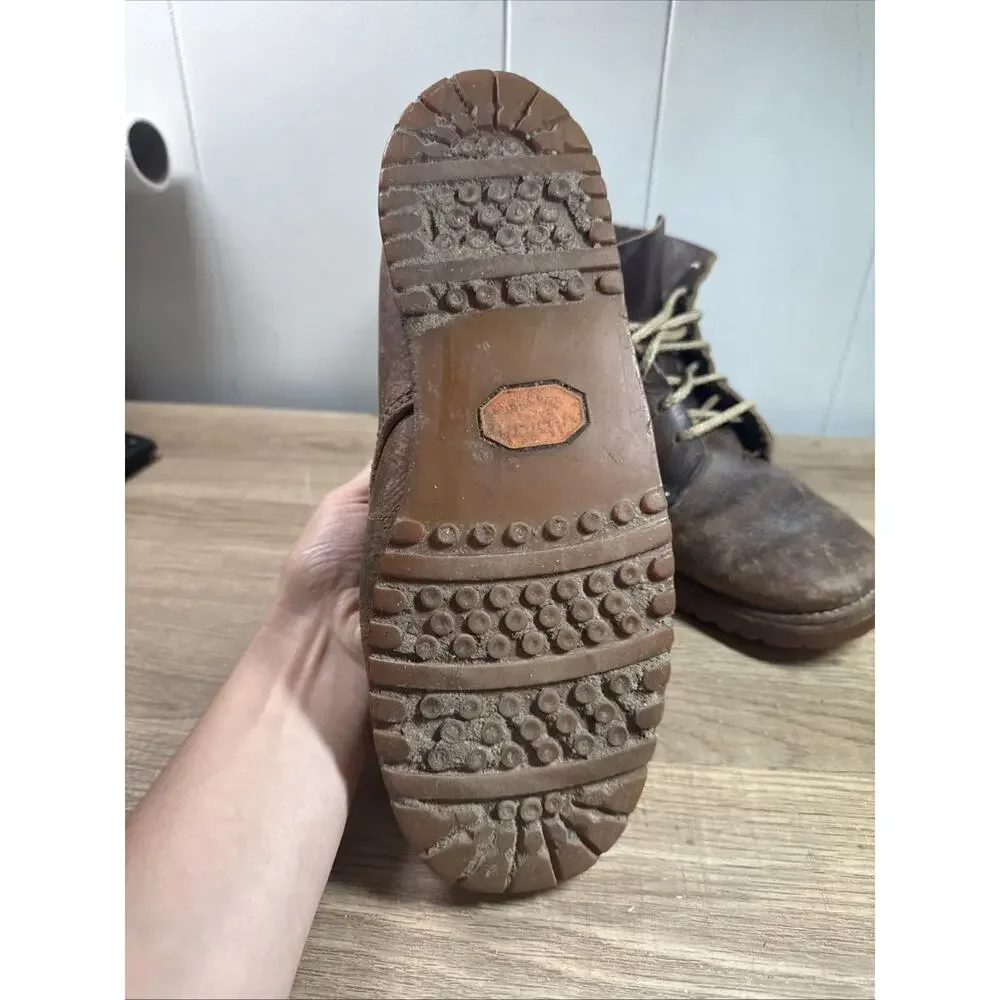 Vintage Levis Orange Tag Brown Leather Boots Vibram Size 8.5 C5